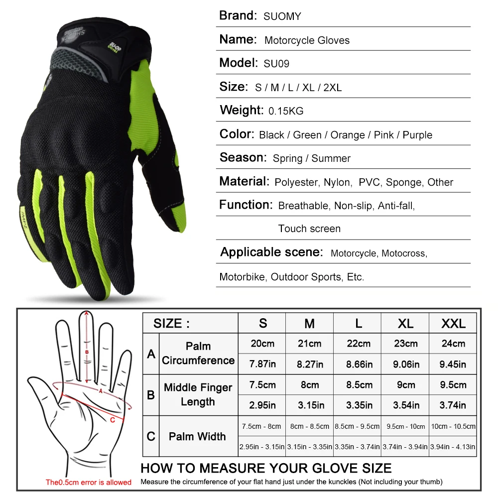 Suomy Motorcycle Gloves Summer Breathable Protective Gear Screen Touch Guantes Moto Luvas Alpine Motocross Stars Protective DH - Image 3