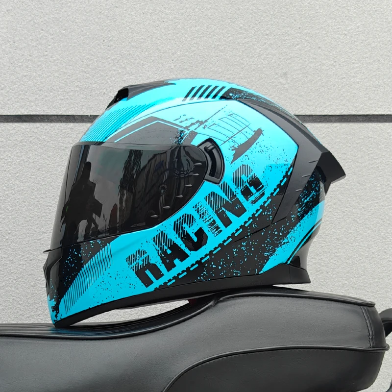 Motorcycle Full Face Helmet Carbon Fiber Black Pattern Certified Safety Racing Helmet DOT - Image 3