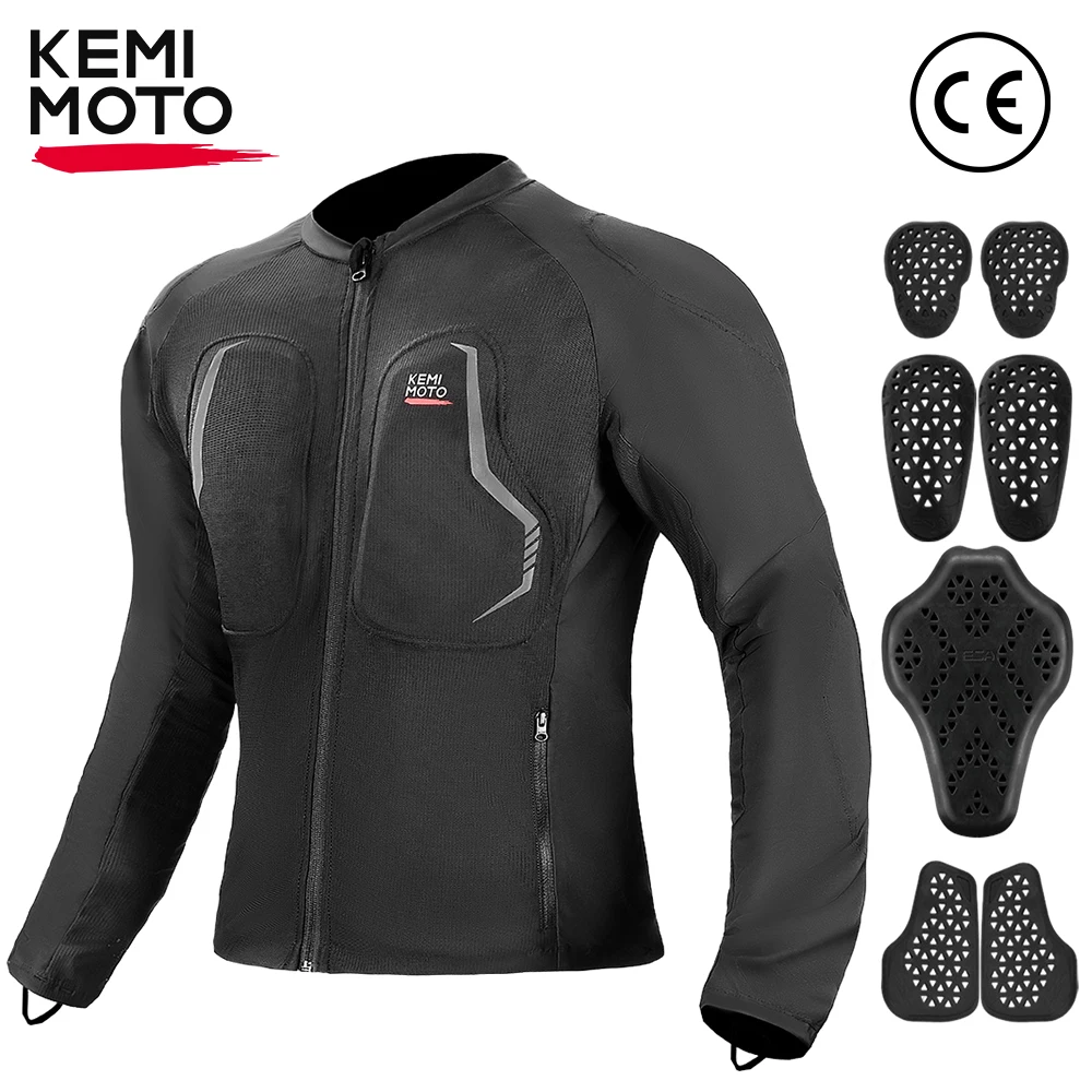 Motorcycle Armour Jacket Unisex Summer Riding with 7Pcs Set CE Protective Gear Soft Breathable Mesh Top Body Protector Equipment