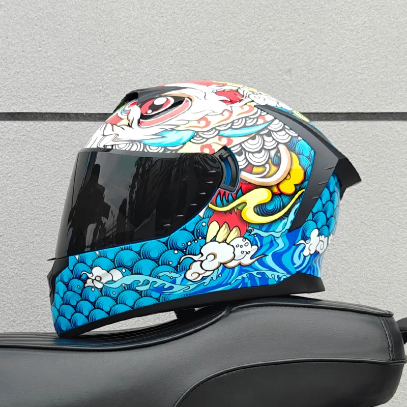 Motorcycle Full Face Helmet Carbon Fiber Black Pattern Certified Safety Racing Helmet DOT - Image 4