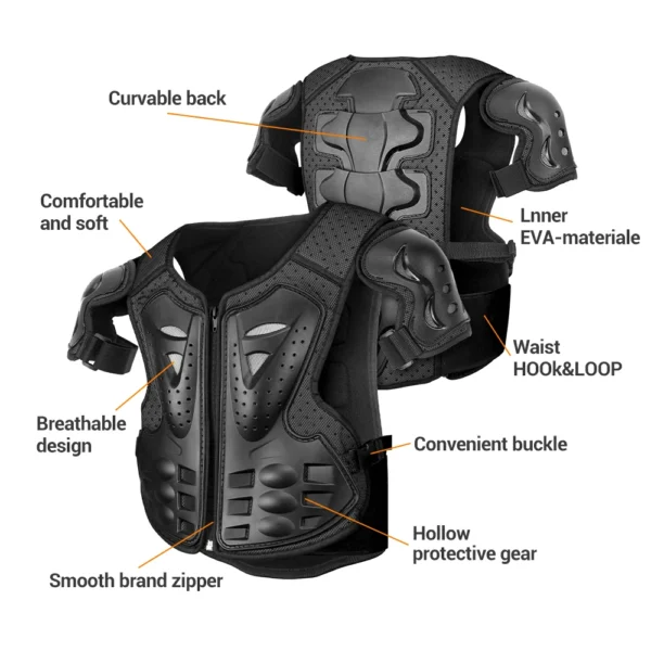 Children’s Motorcycle Armor Back Protection Bicycle Body Armor Knee Pads Outdoor Sports Protection Armor Chest Spinal Protection