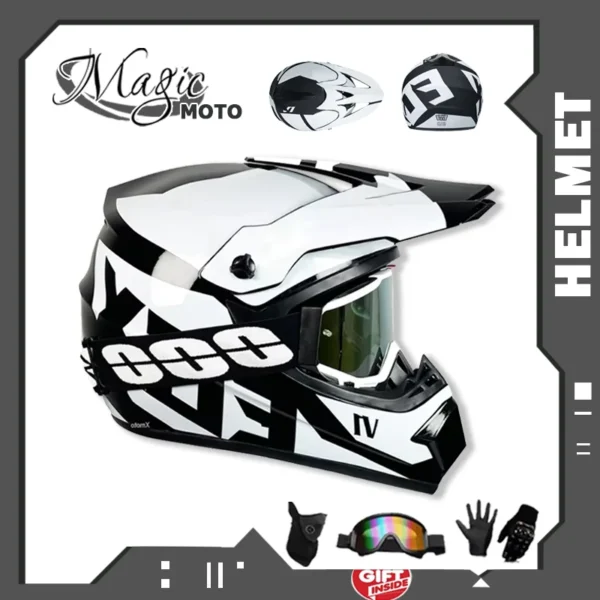 DOT/ECE Motocross Helmet Kit – Full Face for Adults & Youth, Includes MX Goggles + Protective Gloves