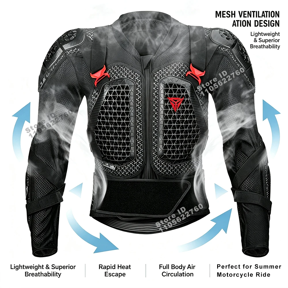Motorcycle Jacket Body Armor for Motorbike Protection Breathable Abrasion-Resistant Impact Gear Moto Turtle Riding Jacket Pants - Image 1