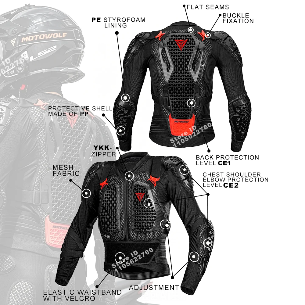 Motorcycle Jacket Body Armor for Motorbike Protection Breathable Abrasion-Resistant Impact Gear Moto Turtle Riding Jacket Pants - Image 2