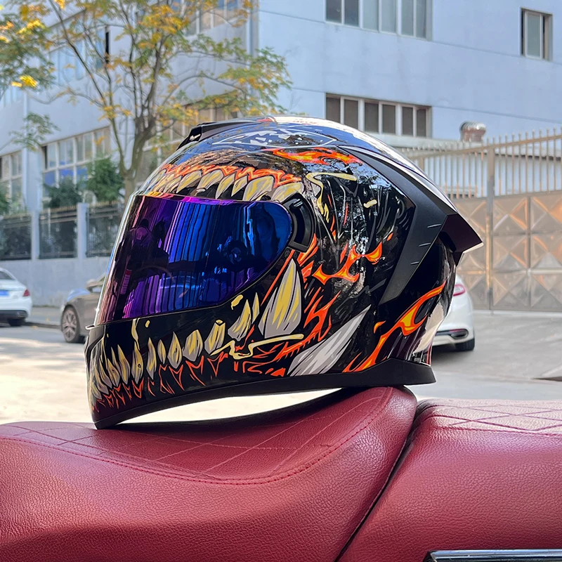 Motorcycle Full Face Helmet Carbon Fiber Black Pattern Certified Safety Racing Helmet DOT - Image 8