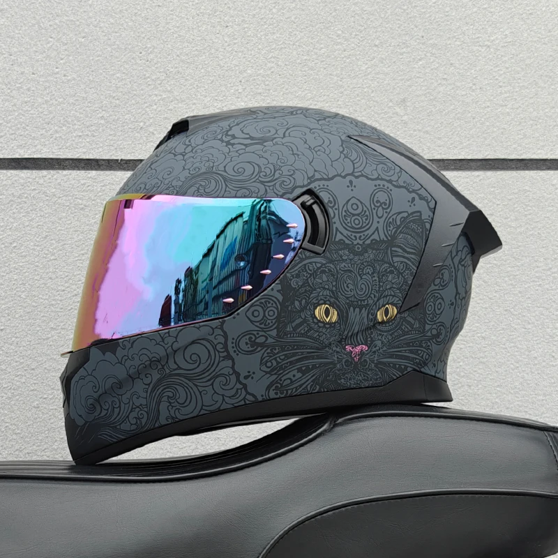 Motorcycle Full Face Helmet Carbon Fiber Black Pattern Certified Safety Racing Helmet DOT - Image 9