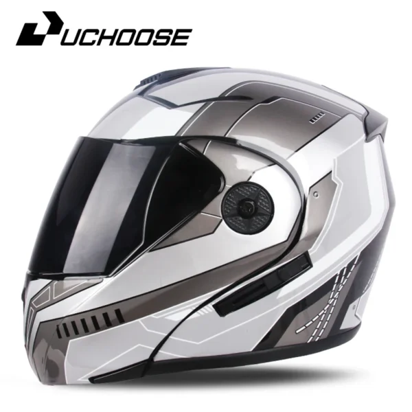 Uchoose Unisex Racing Motobiker Flip Up Helmets Modular Dual Lens Motorcycle Helmet Full Face Safe Helmet  Men Adult Women