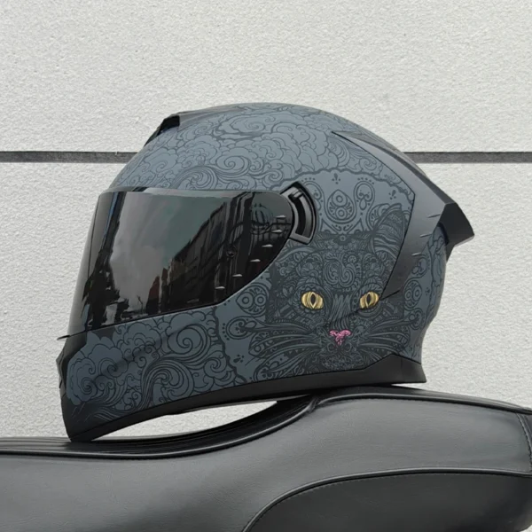 Motorcycle Full Face Helmet Carbon Fiber Black Pattern Certified Safety Racing Helmet DOT