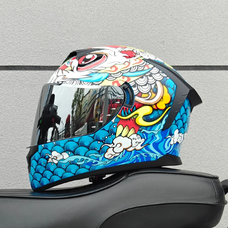 Motorcycle Full Face Helmet Carbon Fiber Black Pattern Certified Safety Racing Helmet DOT - Image 15