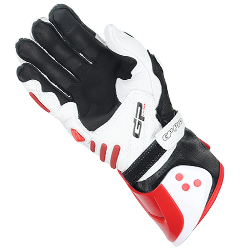 Two-X Gp Pro Motorcycle Leather Gloves Road Bike Racing Riding Tracks Red/white Genuine Leather Motorbike Cowhide Gloves