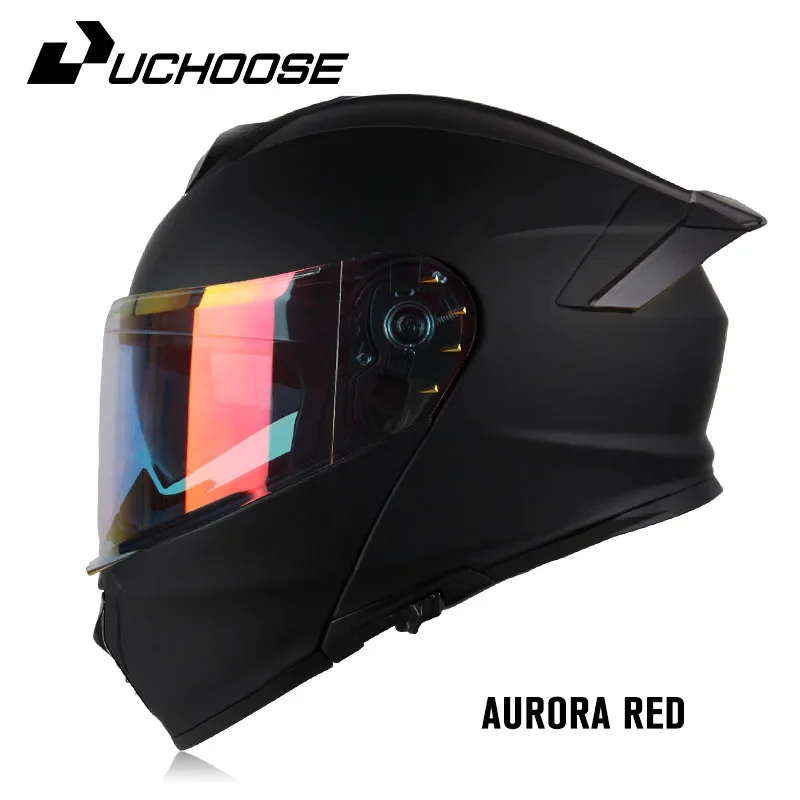Uchoose DOT Approved Full Face Helmets Crash Motorbike Protective Gear Men Women Flip Up Helmet Motorcycle Double Sun Visor - Image 3