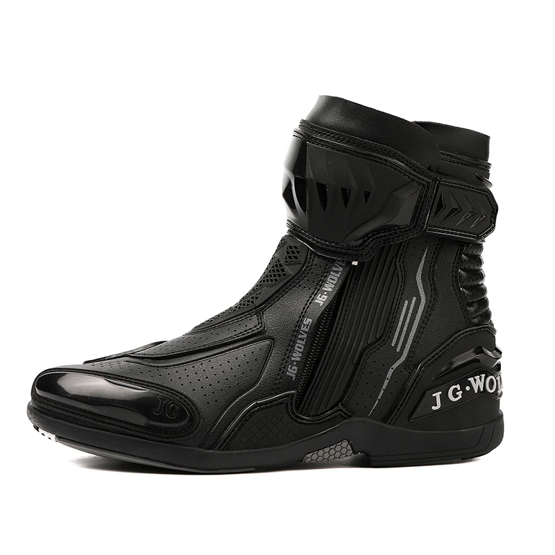 YUYIN Men Motorbike Riding Shoes Motorcycle Boots Racing Protective High Top Breathable Anti Slip Side Zipper TPU Rubber Sole - Image 3