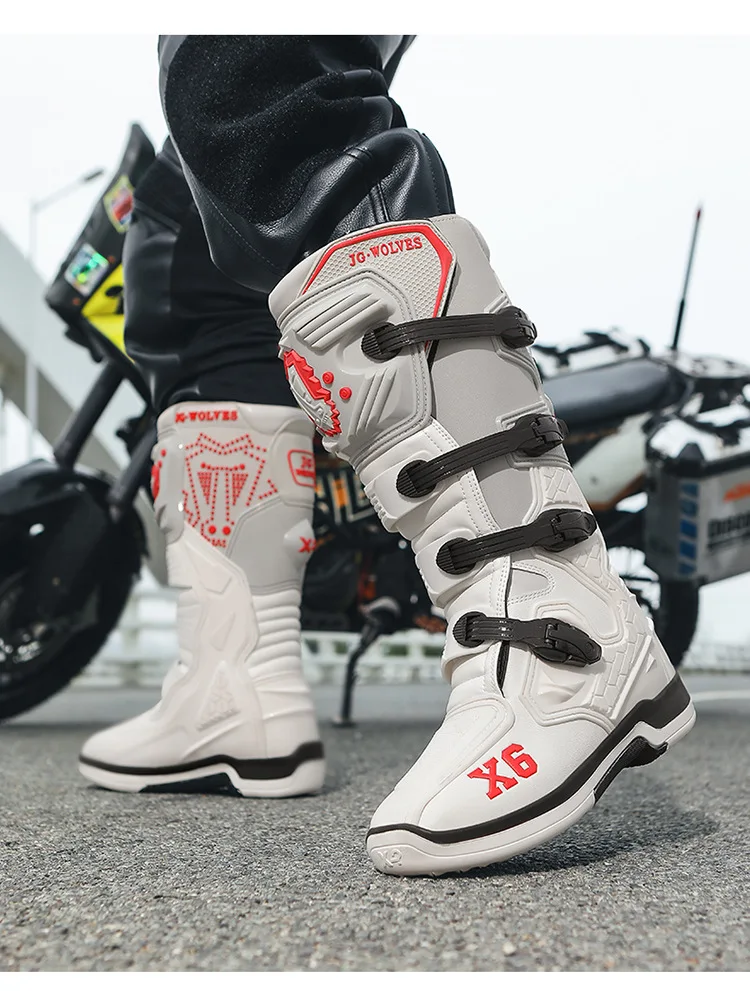 Motorcycle Boot Men Women Riding Mid-Calf Ankle Protective Shoes Motorbike Equipment Racing Rally Long Botas Motorcycle Boots - Image 12