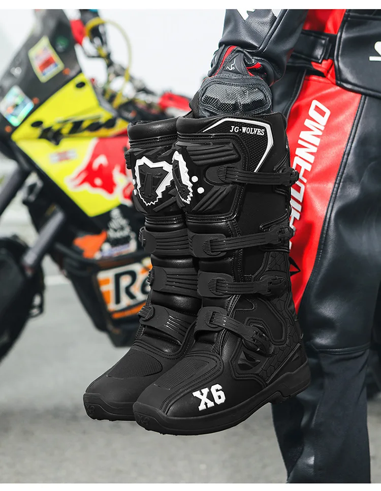 Motorcycle Boot Men Women Riding Mid-Calf Ankle Protective Shoes Motorbike Equipment Racing Rally Long Botas Motorcycle Boots - Image 9