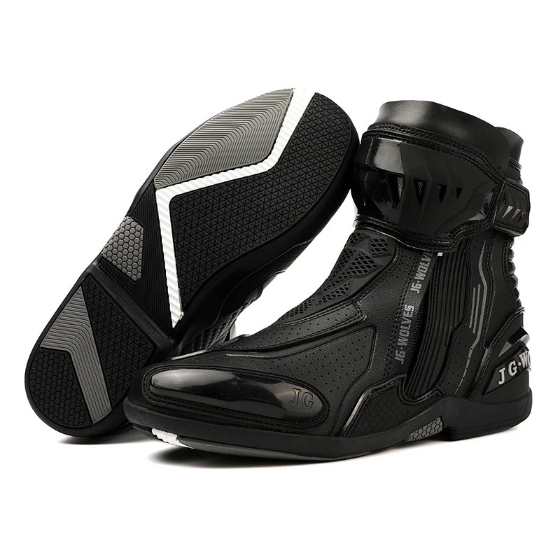 YUYIN Men Motorbike Riding Shoes Motorcycle Boots Racing Protective High Top Breathable Anti Slip Side Zipper TPU Rubber Sole - Image 2