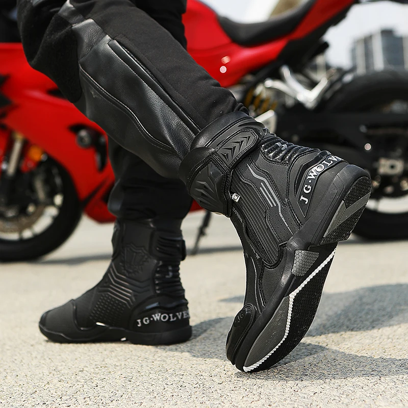 YUYIN Men Motorbike Riding Shoes Motorcycle Boots Racing Protective High Top Breathable Anti Slip Side Zipper TPU Rubber Sole - Image 5