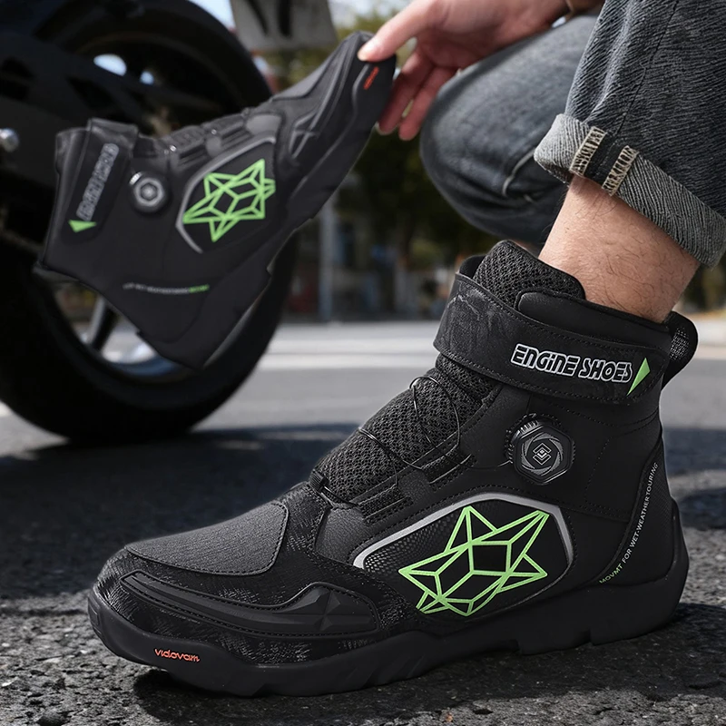 New Motorcycle Boots Men Leather Motos Breathable Anti Slip Wear-resistant Riders Boots Motorbike Racing Ankle Length Shoes - Image 3