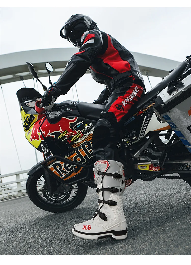Motorcycle Boot Men Women Riding Mid-Calf Ankle Protective Shoes Motorbike Equipment Racing Rally Long Botas Motorcycle Boots - Image 13