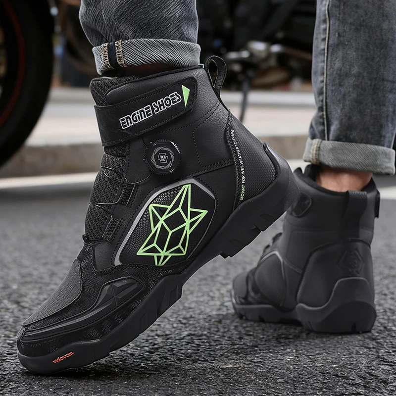 New Motorcycle Boots Men Leather Motos Breathable Anti Slip Wear-resistant Riders Boots Motorbike Racing Ankle Length Shoes - Image 2