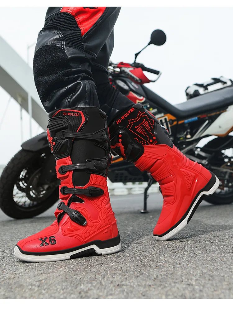 Motorcycle Boot Men Women Riding Mid-Calf Ankle Protective Shoes Motorbike Equipment Racing Rally Long Botas Motorcycle Boots - Image 14