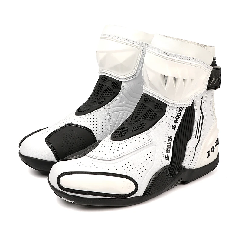 YUYIN Men Motorbike Riding Shoes Motorcycle Boots Racing Protective High Top Breathable Anti Slip Side Zipper TPU Rubber Sole - Image 7