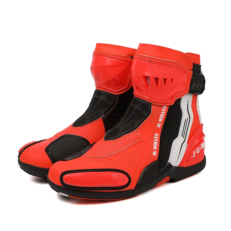 YUYIN Men Motorbike Riding Shoes Motorcycle Boots Racing Protective High Top Breathable Anti Slip Side Zipper TPU Rubber Sole - Image 6