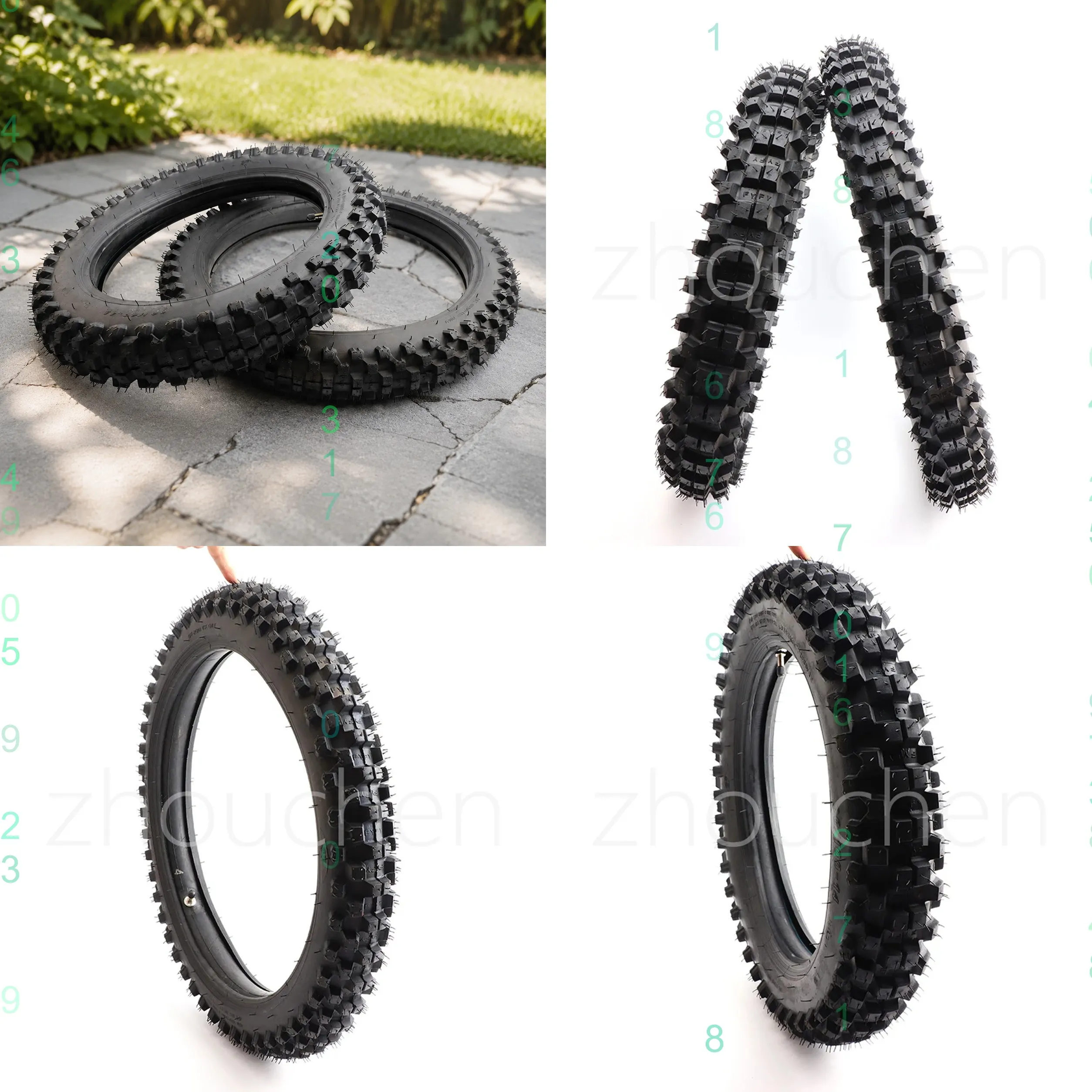70/100-17 Front Tyre 90/100-14 Rear Tyre for Dirt Bike Motorcycle Off Road Tire Accessories