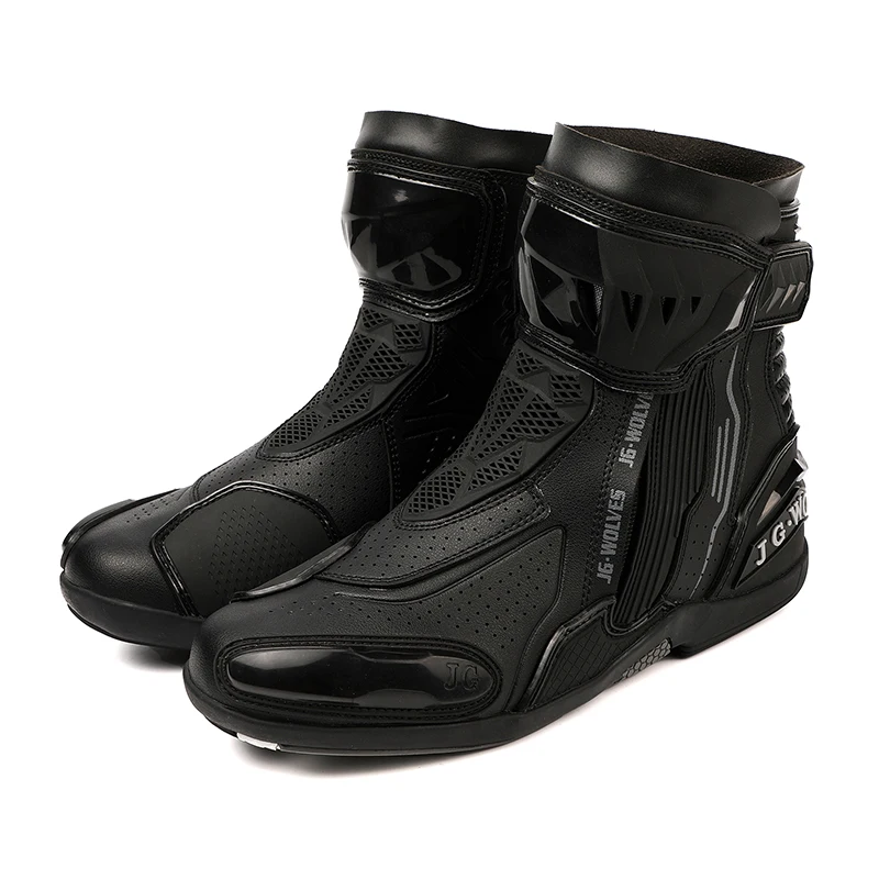 YUYIN Men Motorbike Riding Shoes Motorcycle Boots Racing Protective High Top Breathable Anti Slip Side Zipper TPU Rubber Sole - Image 8
